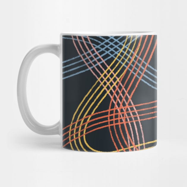 Different Paths Crossing - Pastel Pencil Lines in Dark Background by Teeworthy Designs